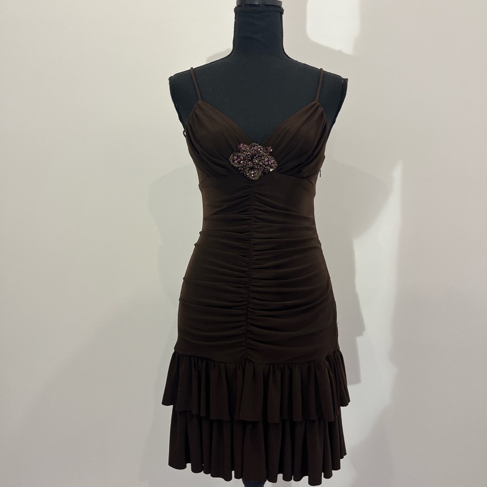 Jessica mcclintock vintagr flowy brown dress 🤎